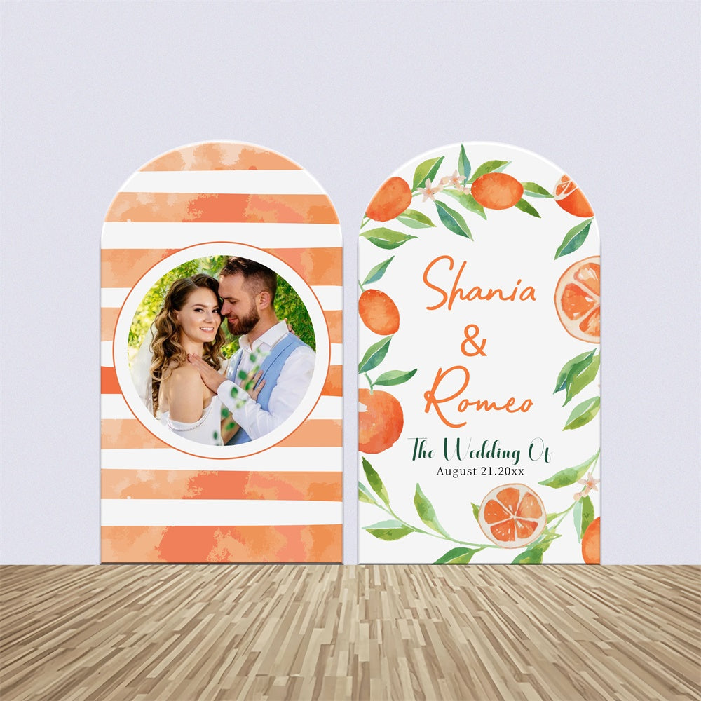 Kit de Toile de fond Arch Personnalisable Fête Nuptiale Feuille Orange Aquarelle LXX4-129