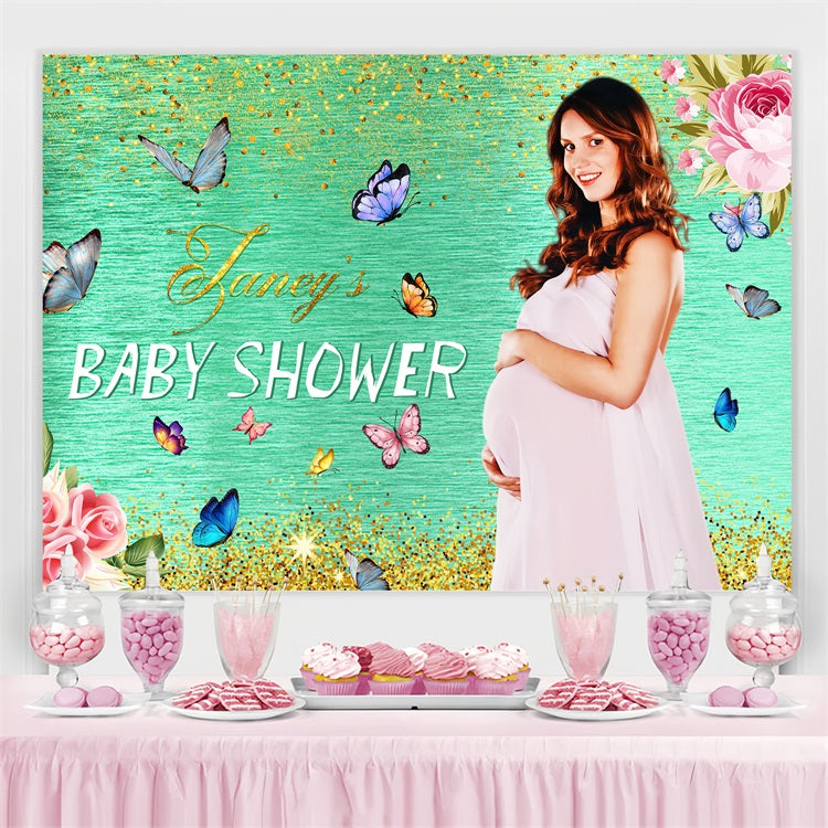 Toile de fond Baby Shower Idées Jardin Fleuri Scintillant Personnalisée LXX4-182