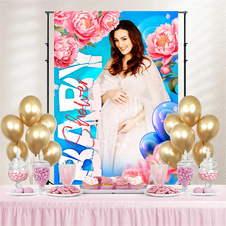 Toile de fond Baby Shower Fleurs Idées Ballons Fleuris Personnalisée LXX4-203