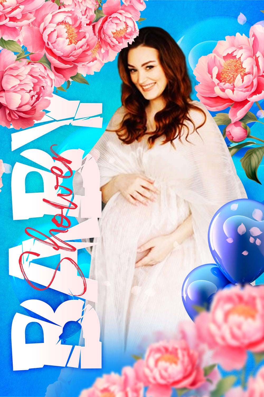 Toile de fond Baby Shower Fleurs Idées Ballons Fleuris Personnalisée LXX4-203