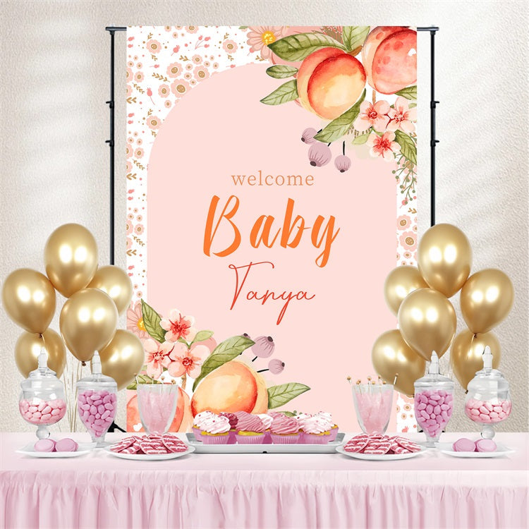 Toile de fond Baby Shower Idées Florales Pêche Personnalisée LXX4-215