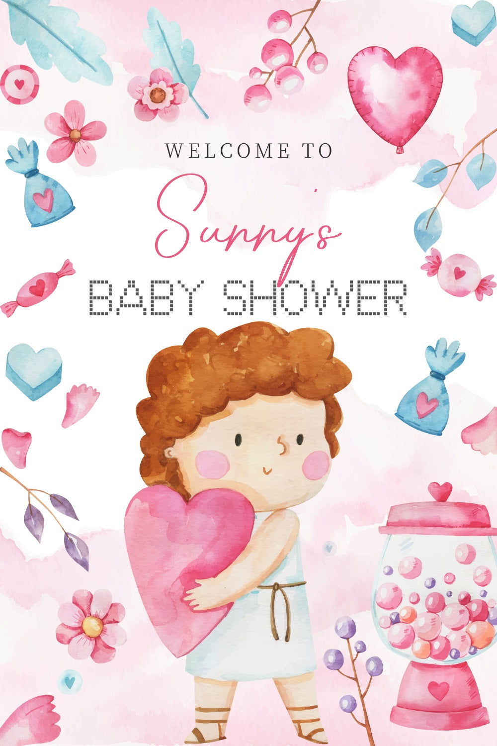 Toile de fond Baby Shower Doux Monde de Bonbons Dessin Animé Personnalisée LXX4-216