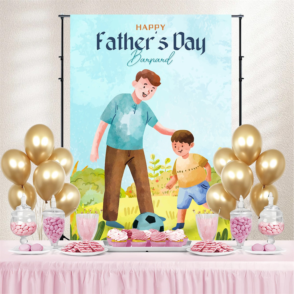 Toile de fond Fête des Pères Père Fils Match de Football Personnalisée LXX4-55