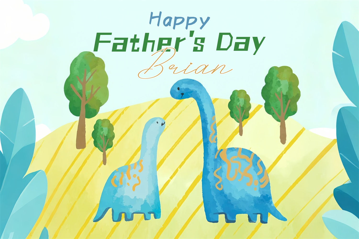 Toile de fond Fête des Pères Dinosaures Prairie Ensoleillée Personnalisée LXX4-56