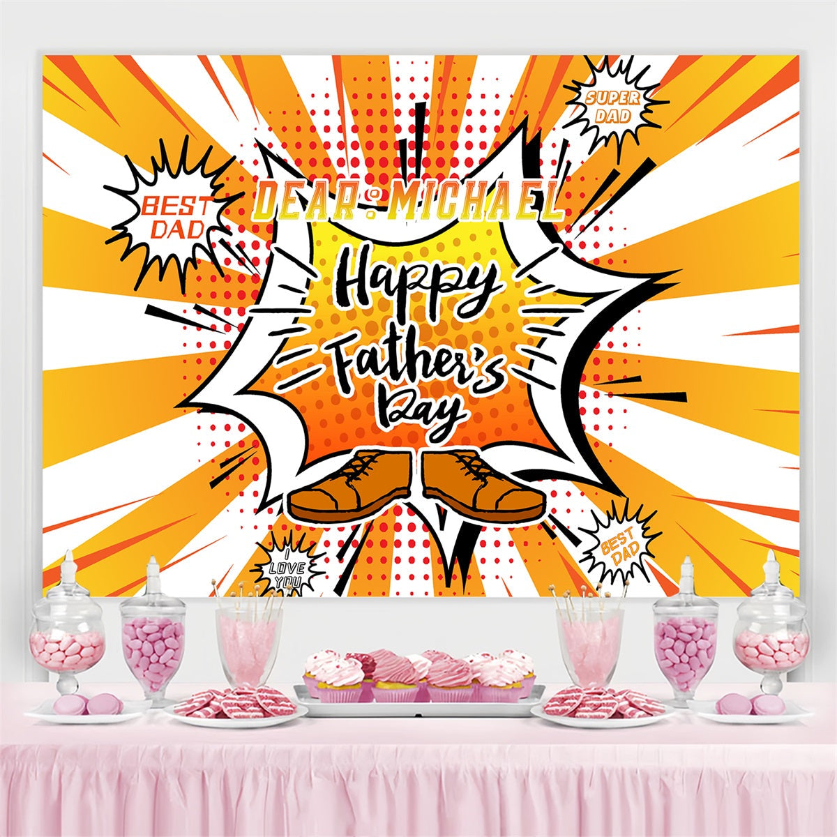 Toile de fond Bonne Fête des Pères Explosion Pop Art Personnalisée LXX4-82