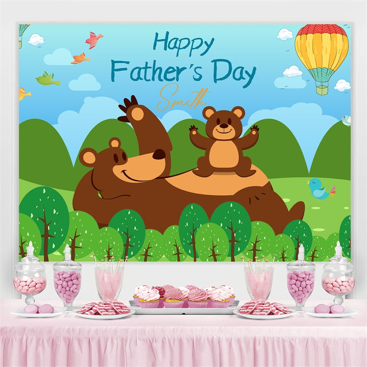 Toile de fond Fête des Pères Idées Ours Dessin Animé Forêt Personnalisée LXX5-1