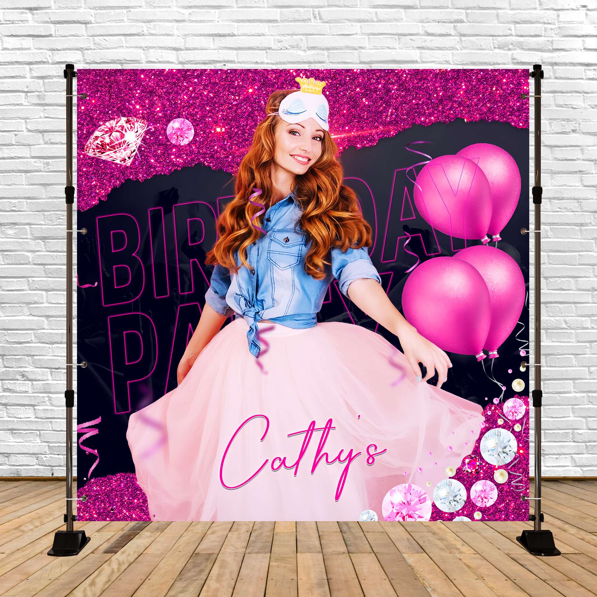 Toile de fond Anniversaire Personnalisé Ballon Diamant Célébration LXX5-106