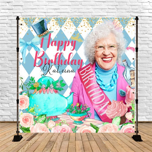 Toile de fond Anniversaire Personnalisable Fête Thé Floral LXX5-131