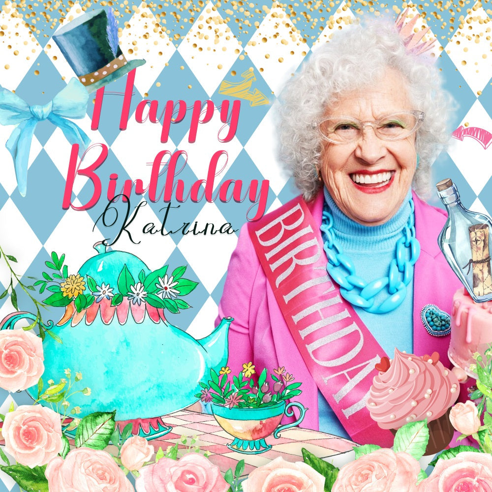 Toile de fond Anniversaire Personnalisable Fête Thé Floral LXX5-131