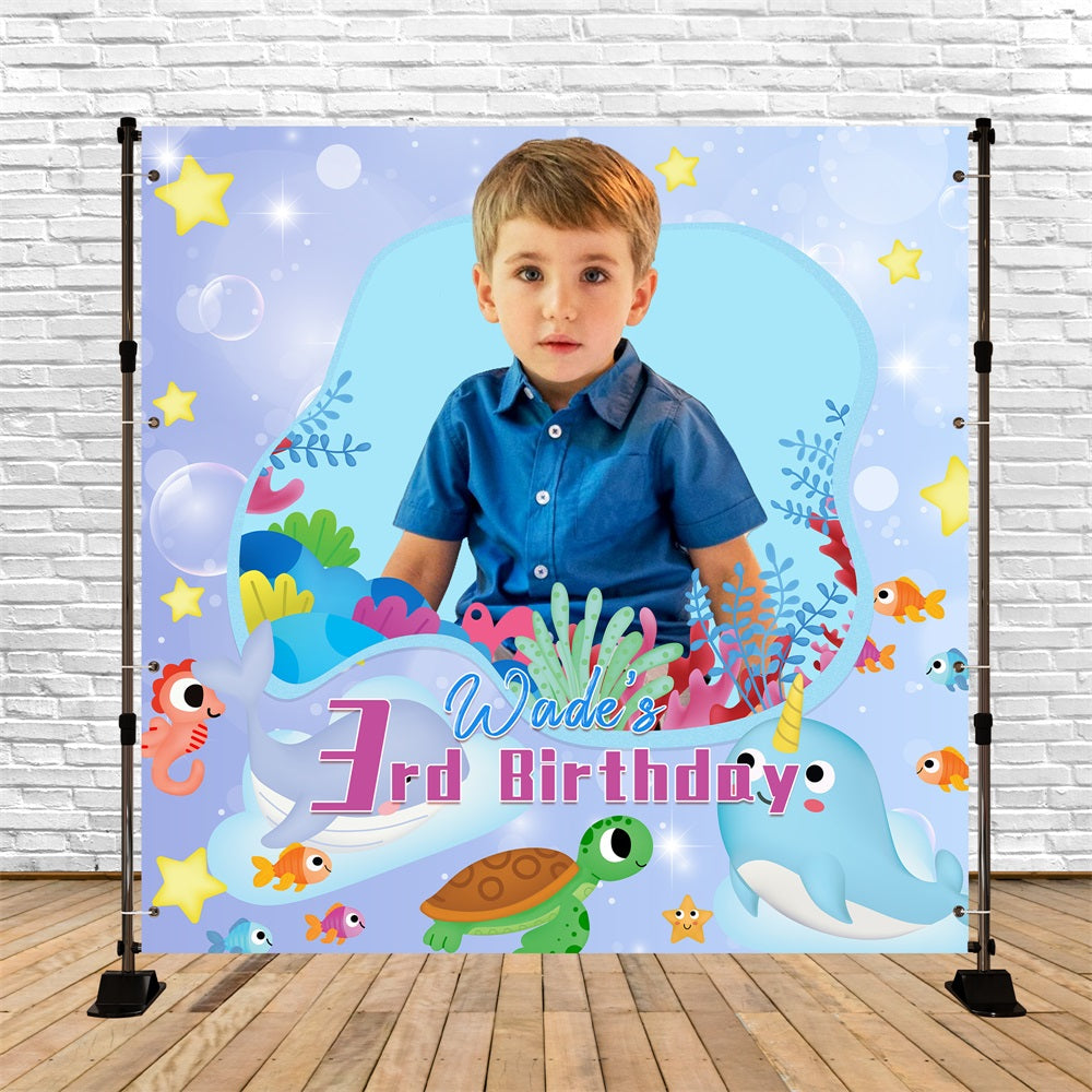 Toile de fond Photo Anniversaire Personnalisable Aventure Sous-Marine 3e LXX5-132