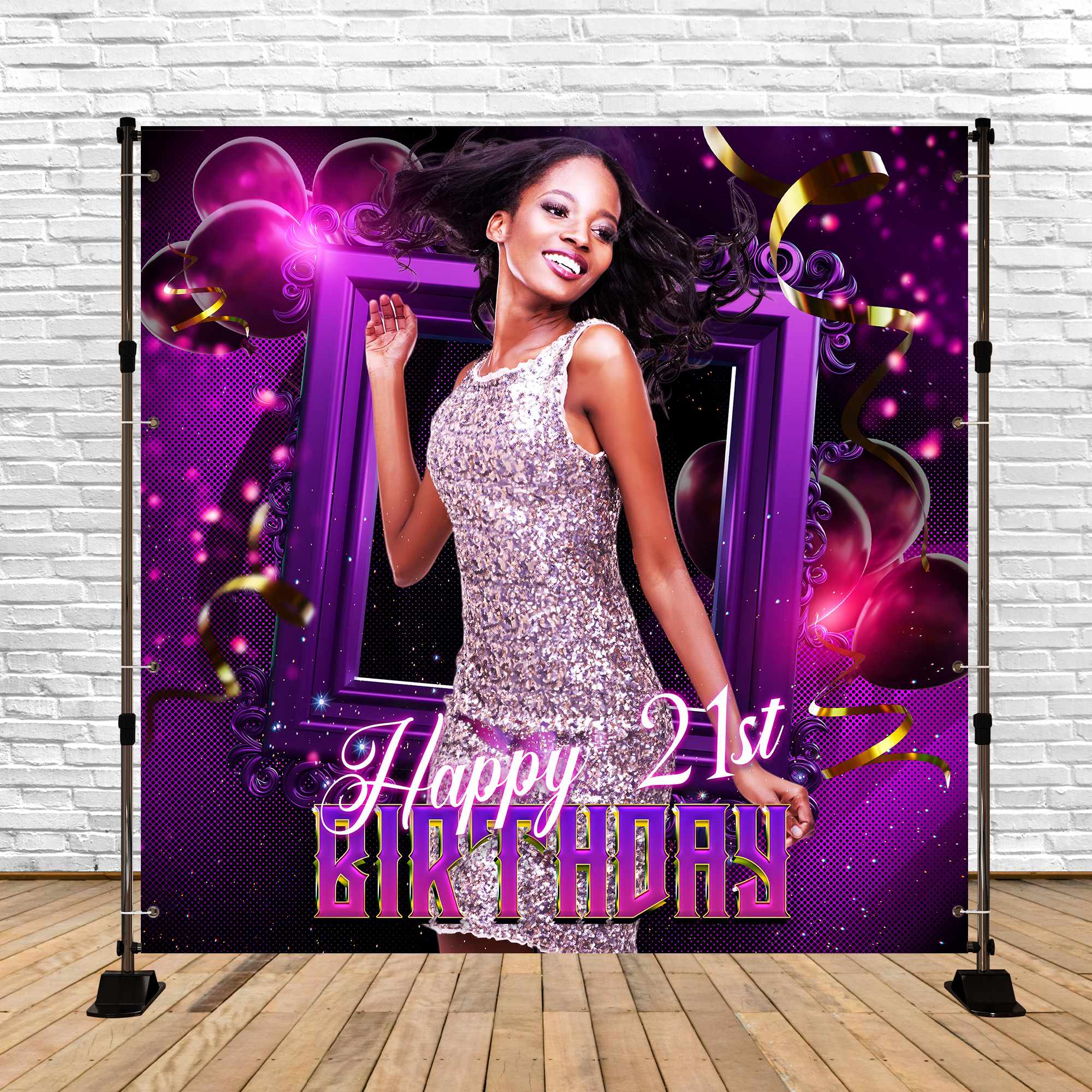 Toile de fond Anniversaire Personnalisé Brillance Violet 21e LXX5-134