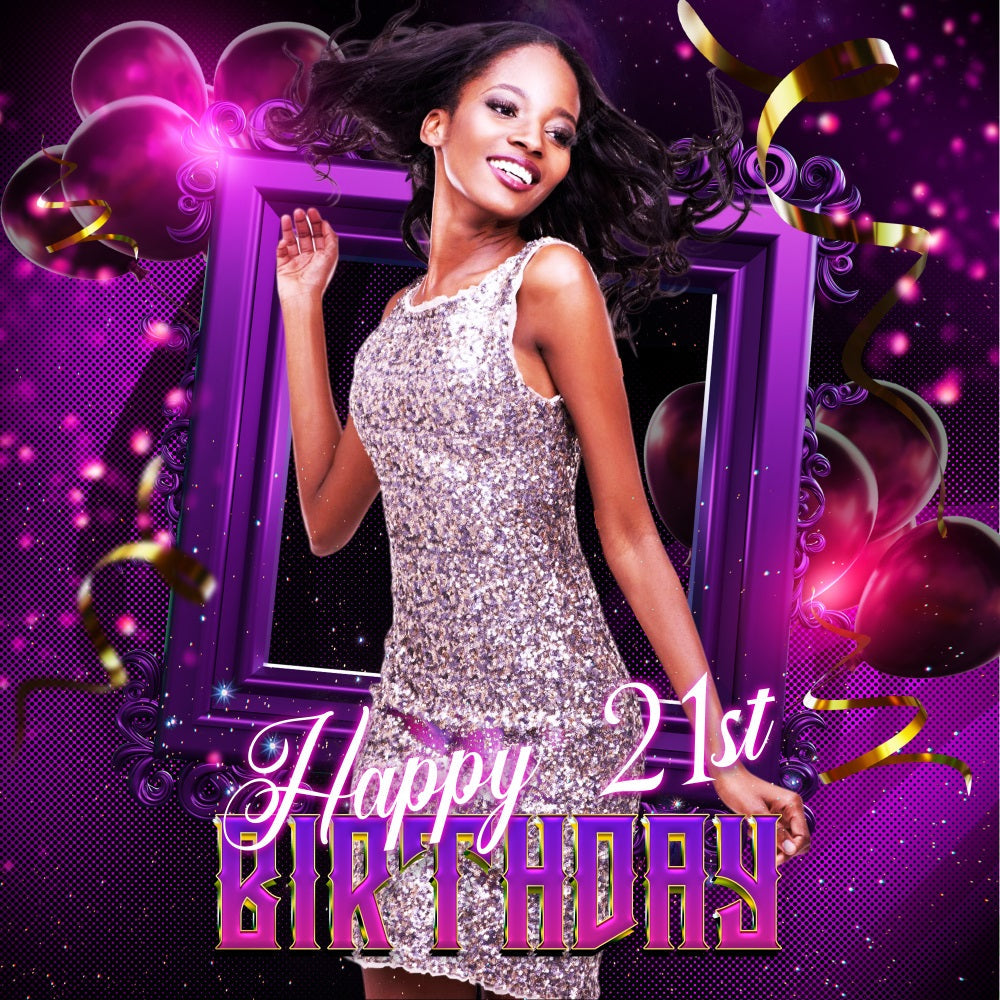 Toile de fond Anniversaire Personnalisé Brillance Violet 21e LXX5-134