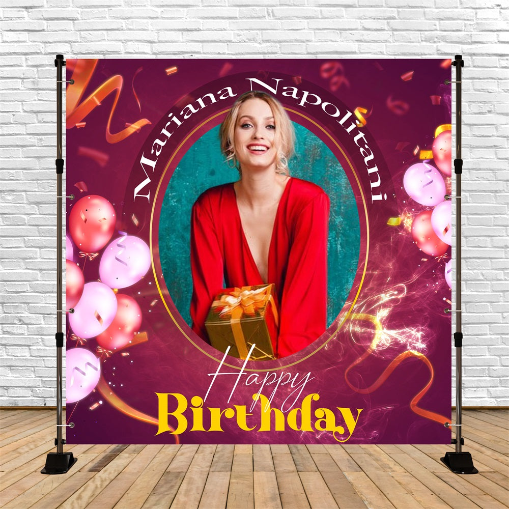 Toile de fond Photo Anniversaire Personnalisable Ballon Rouge Pailleté 50e LXX5-135