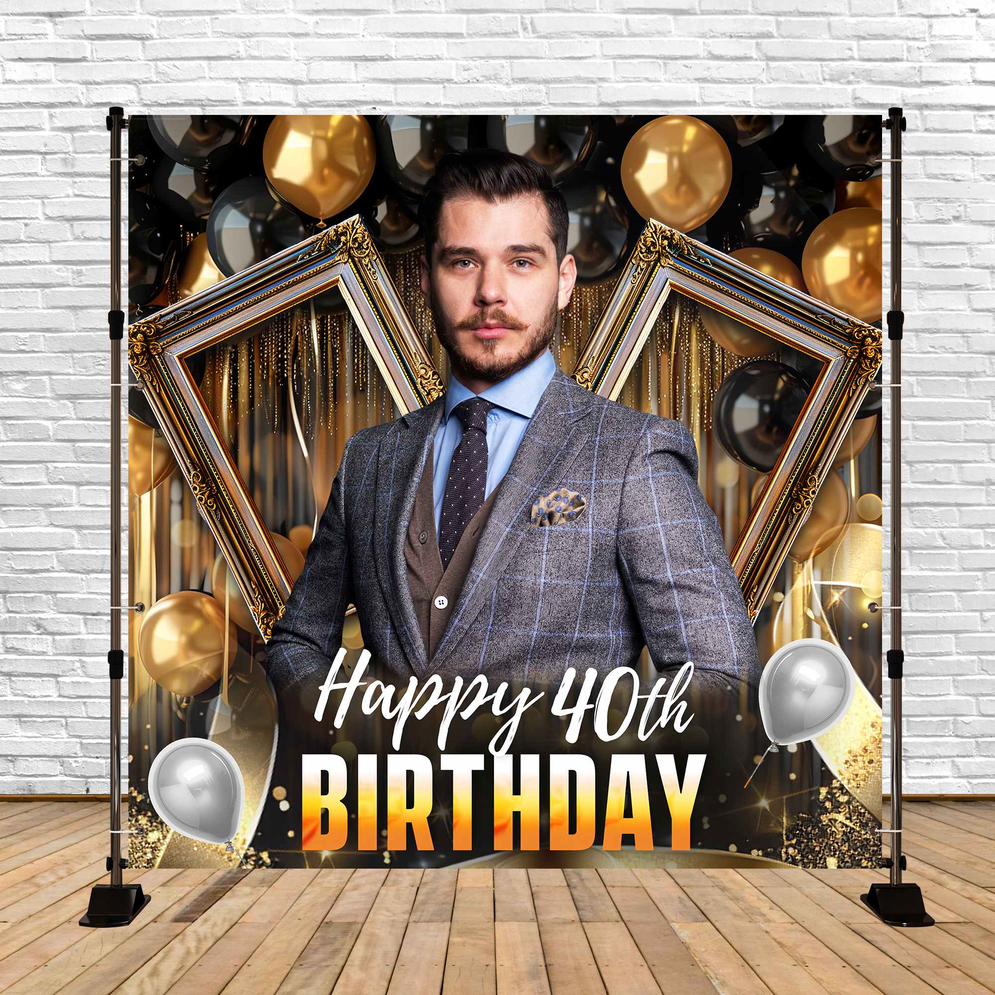 Toile de fond Personnalisable Anniversaire Fête Ballon 40e LXX5-149