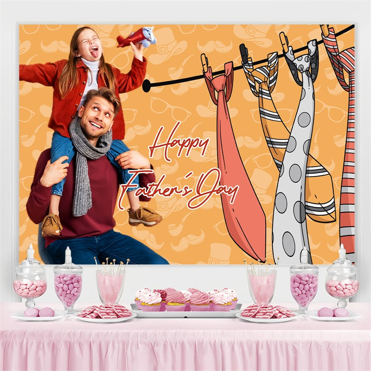 Toile de fond Fête des Pères Cravates Dessin Animé Ludiques Personnalisée LXX5-15