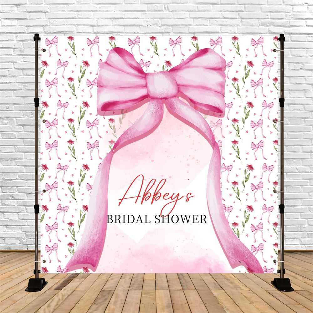 Toile de fond Bridal Shower Personnalisable Noeud Rose Floral LXX5-160