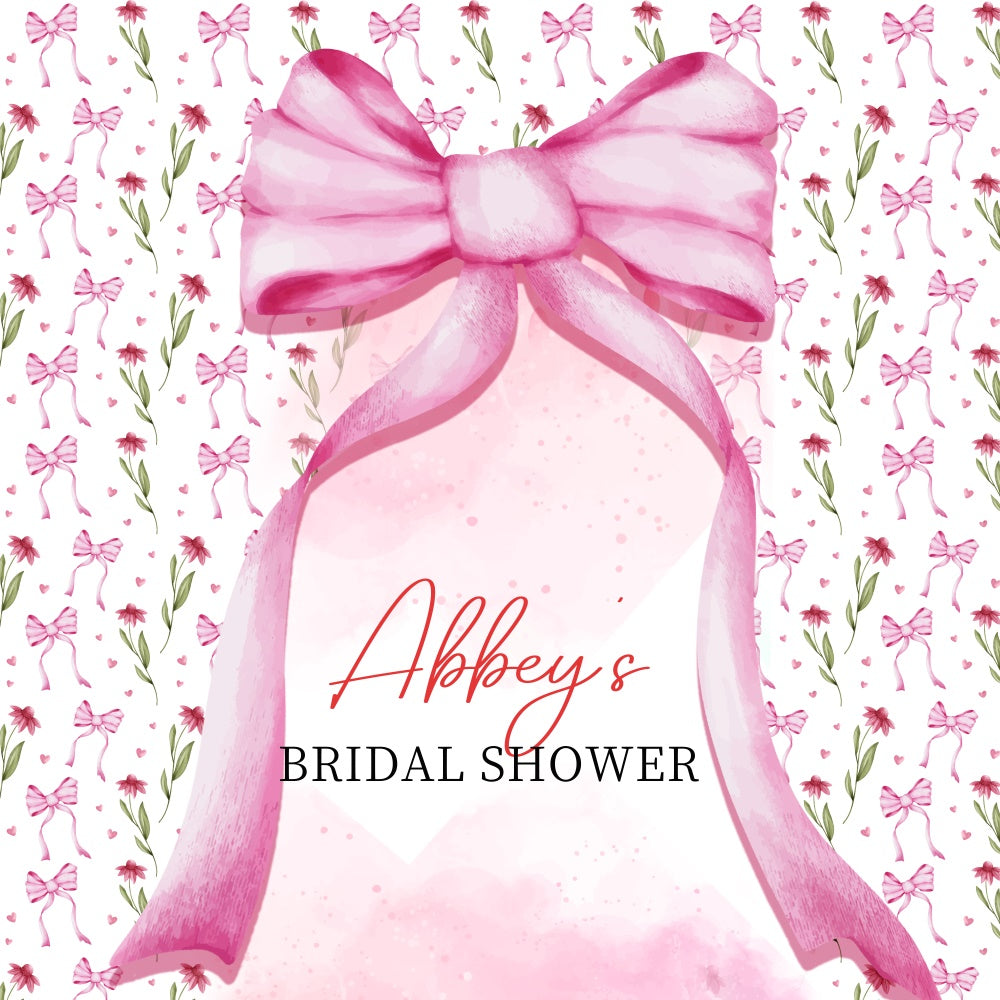 Toile de fond Bridal Shower Personnalisable Noeud Rose Floral LXX5-160