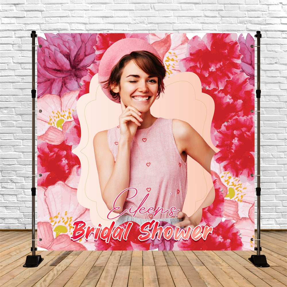 Toile de fond Bridal Shower Personnalisable Idées Charme Floral Rouge LXX5-162