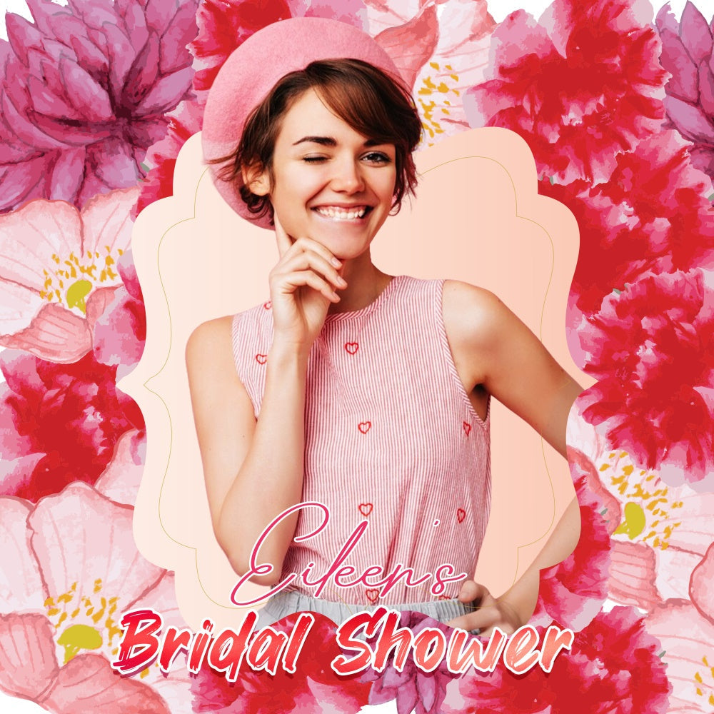 Toile de fond Bridal Shower Personnalisable Idées Charme Floral Rouge LXX5-162