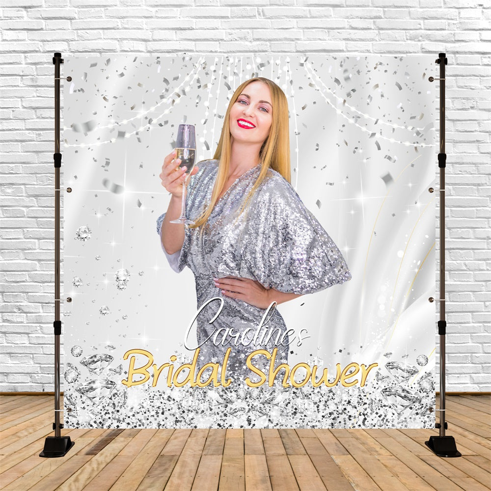 Toile de fond Bridal Chic Confettis Argent Personnalisable LXX5-185