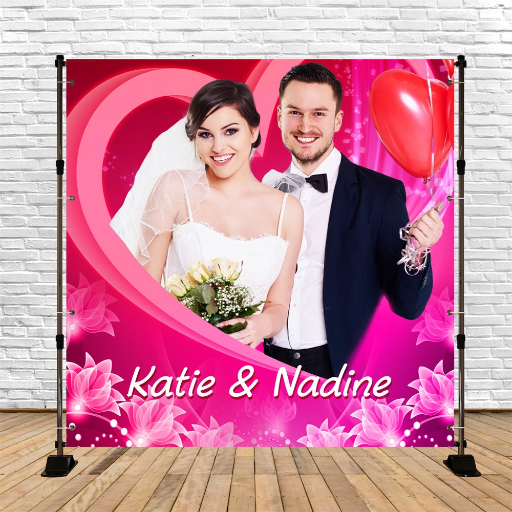 Toile de fond Mariage Cadre Coeur Romantique Personnalisable LXX5-187