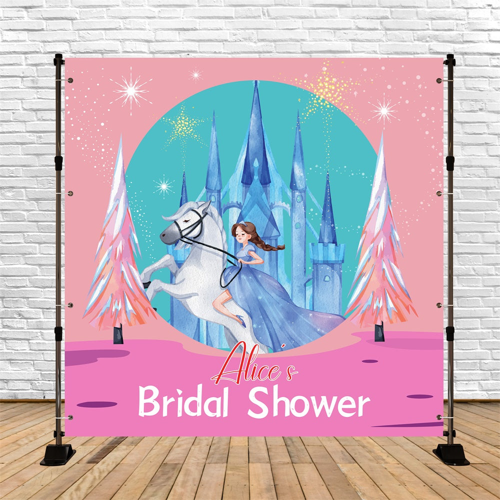 Toile de fond Bridal Shower Personnalisable Château Conte de Fées LXX5-193