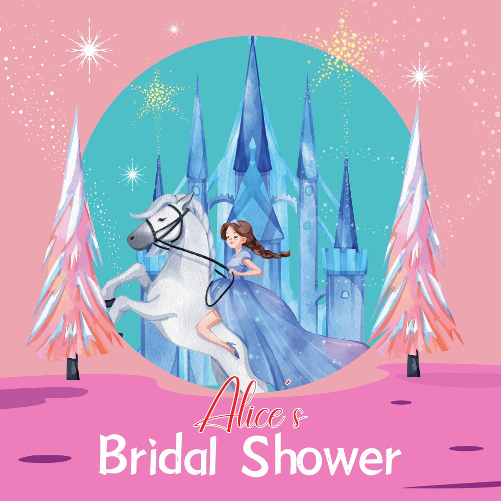Toile de fond Bridal Shower Personnalisable Château Conte de Fées LXX5-193