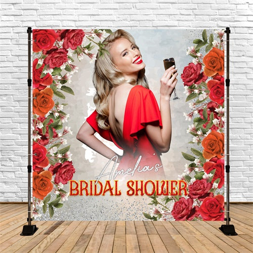 Toile de fond Bridal Shower Personnalisable Glamour Floral LXX5-196