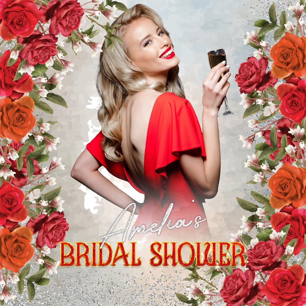 Toile de fond Bridal Shower Personnalisable Glamour Floral LXX5-196