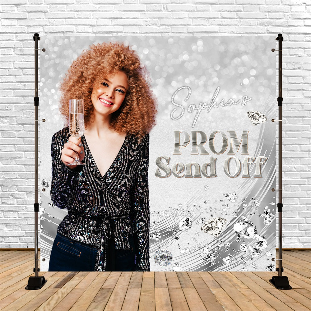 Toile de Fond de Bal Paillettes Argent Personnalisée LXX5-201