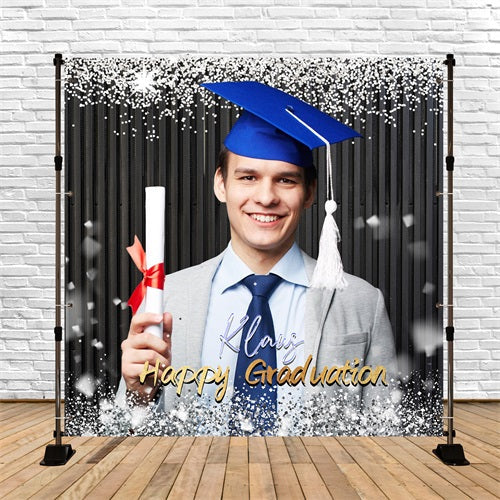 Toile de Fond de Graduation Paillettes Argent Personnalisée LXX5-208