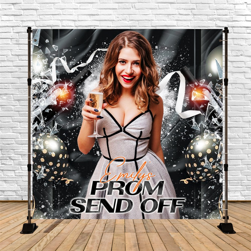 Toile de Fond de Soirée de Bal Champagne Pop Nuit Personnalisée LXX5-226