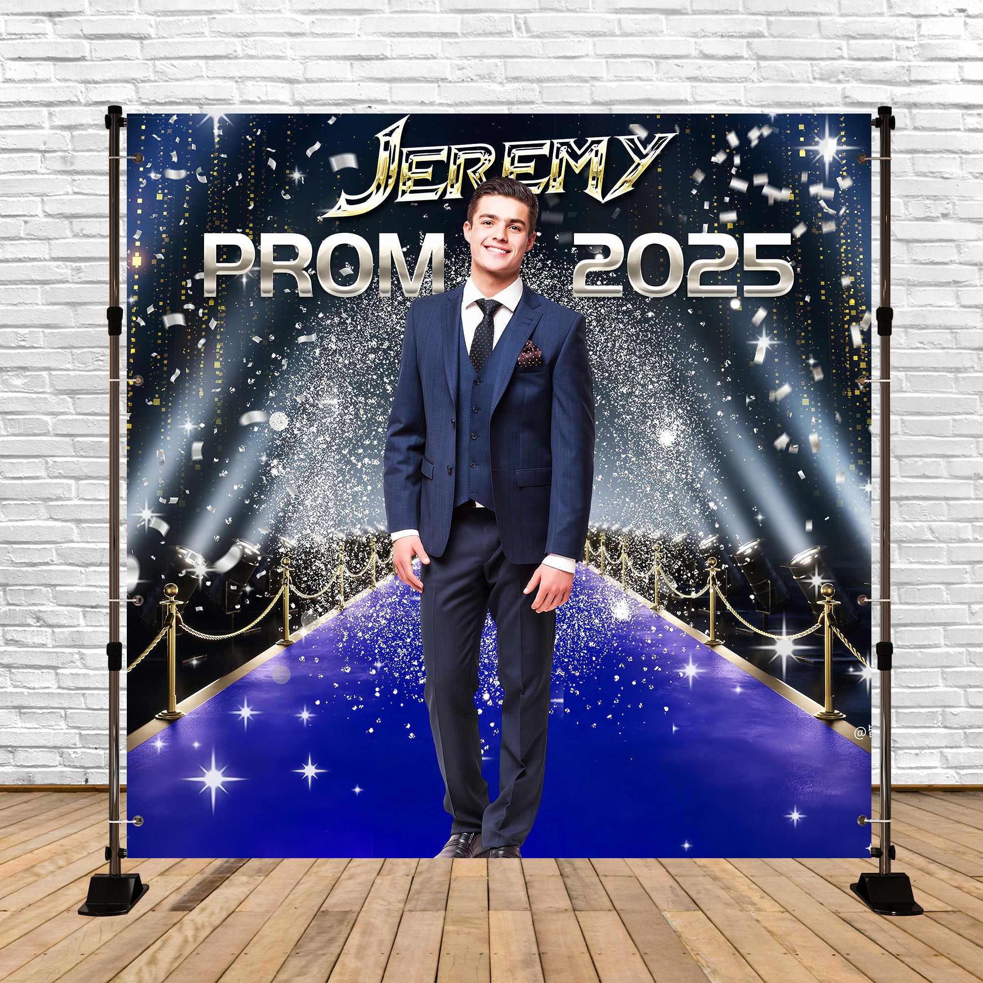 Toile de Fond de Bal 2025 Tapis Bleu Étoilé Personnalisée LXX5-233