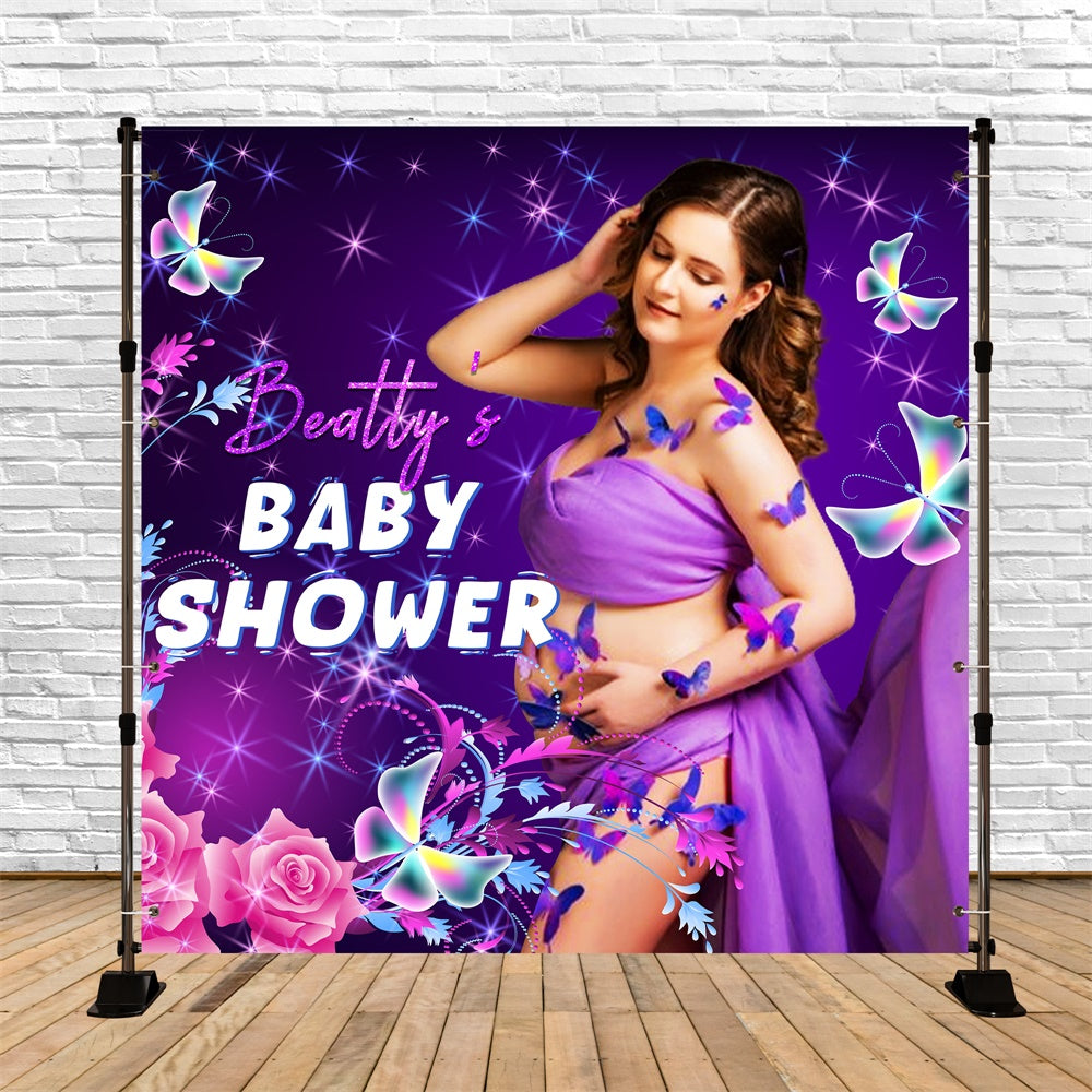 Toile de fond Baby Shower Papillons Rêveurs Fleur Personnalisée LXX5-235