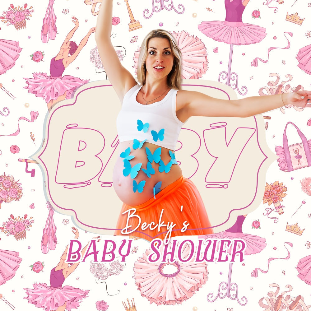 Toile de fond Baby Shower Idées Grâce de Ballet Rose Personnalisée LXX5-237