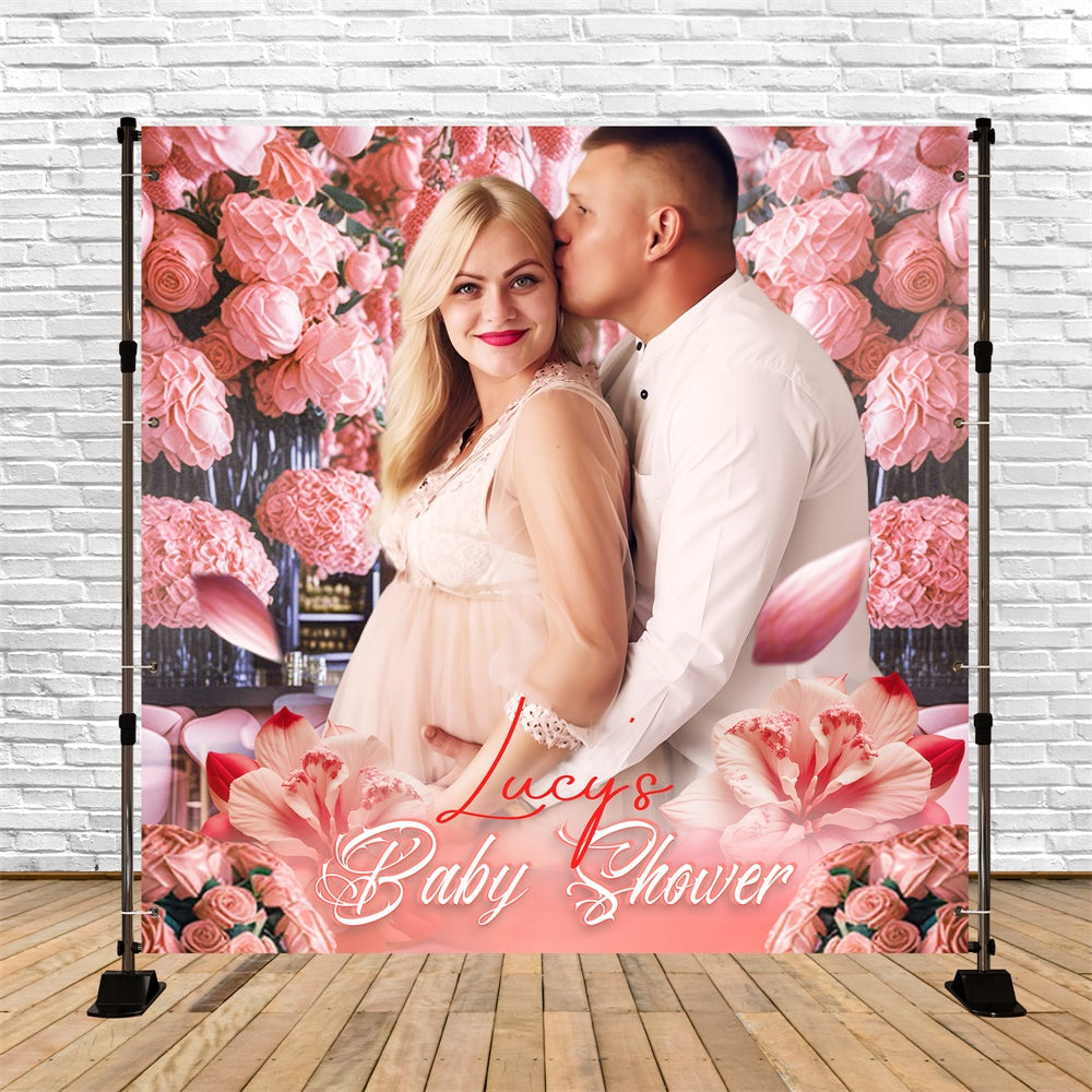 Toile de fond Baby Shower Jardin de Roses Romantique Personnalisée LXX5-238