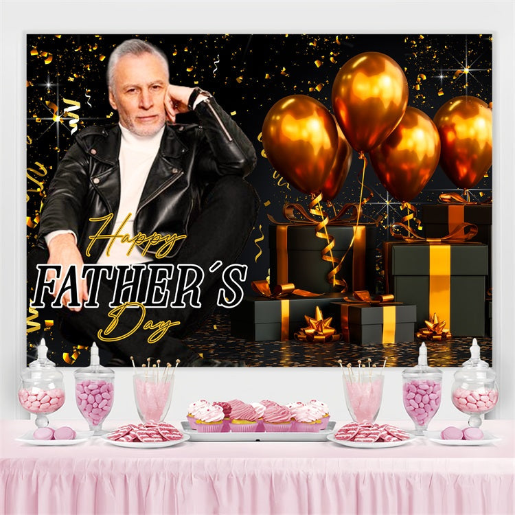 Toile de fond Fête des Pères Ballons Dorés Cadeau Personnalisée LXX5-37