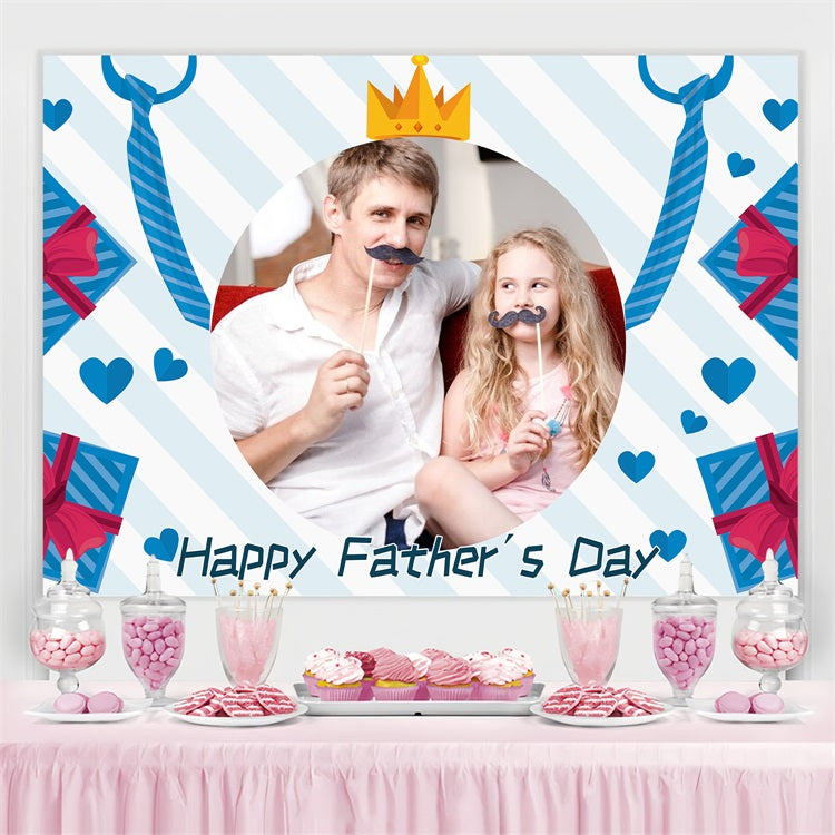 Toile de fond Fête des Pères Cadeau Cravate Cœur Couronne Personnalisée LXX5-4