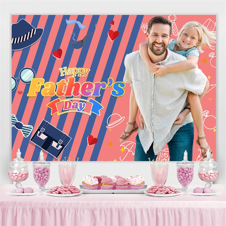 Toile de fond Fête des Pères Rayures Colorées Amusantes Personnalisée LXX5-41