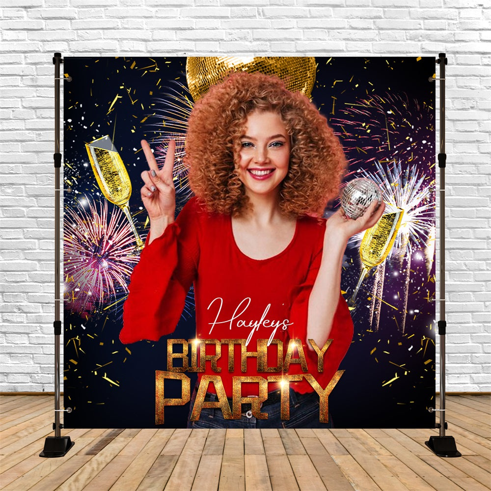 Toile de fond Personnalisable Anniversaire Feux d’Artifice Disco Pailleté LXX5-90