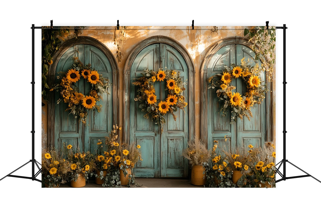 Fond mural vintage Arche de tournesols Porte Charme Fond photo victorien LXX510-132