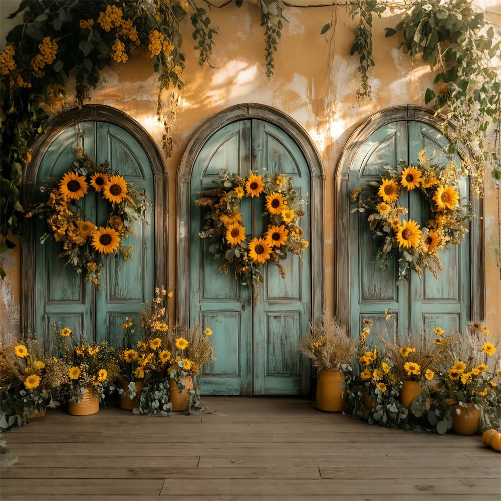 Fond mural vintage Arche de tournesols Porte Charme Fond photo victorien LXX510-132