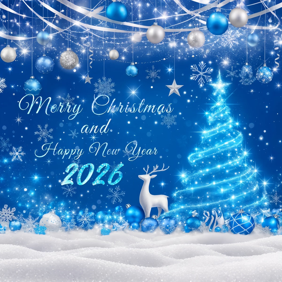 Fonds pour le Nouvel An Décorations de Noël enneigées Fond pour le Nouvel An LXX510-14