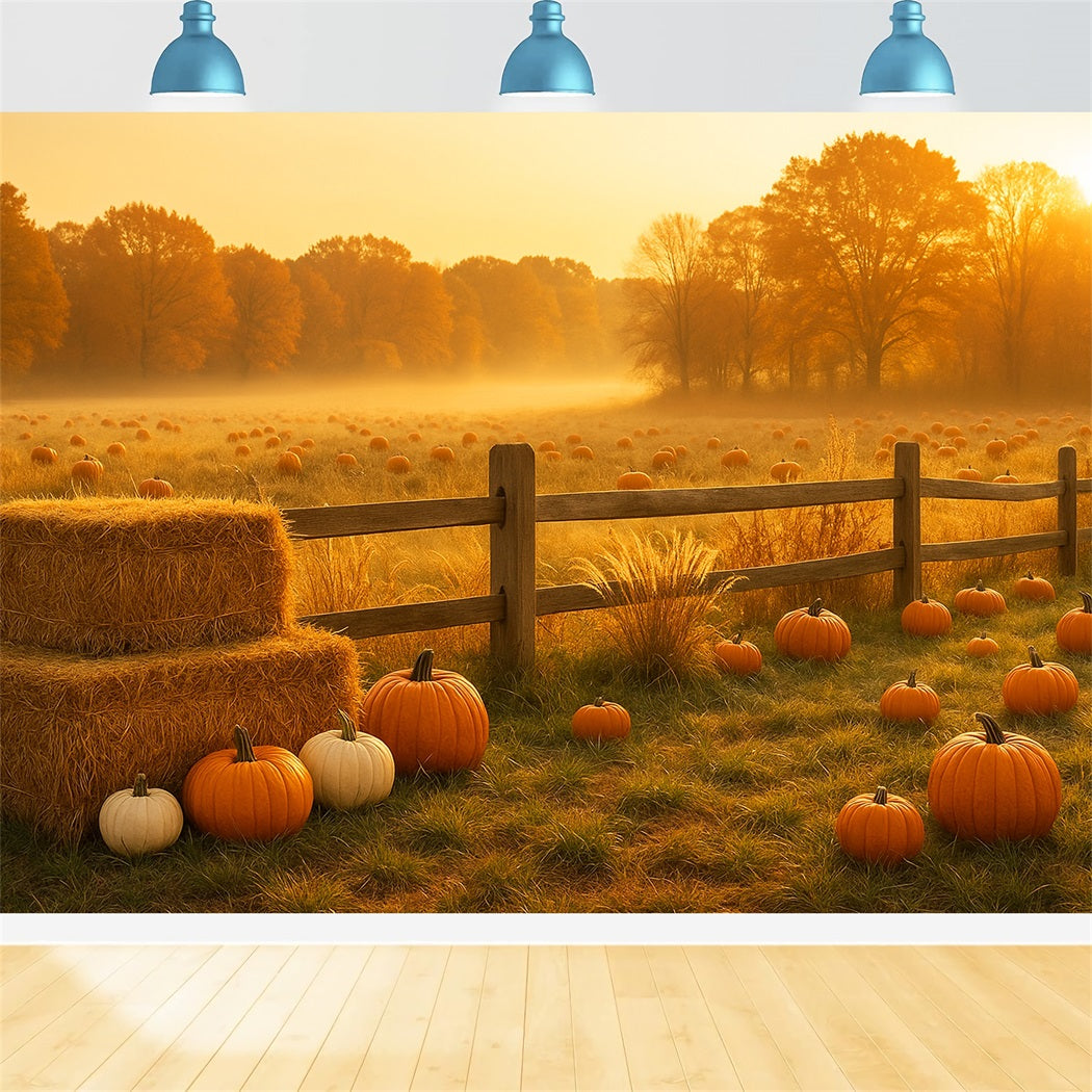 Fond de champ de citrouilles Prairie dorée Champ de citrouilles Fond Thanksgiving LXX510-48