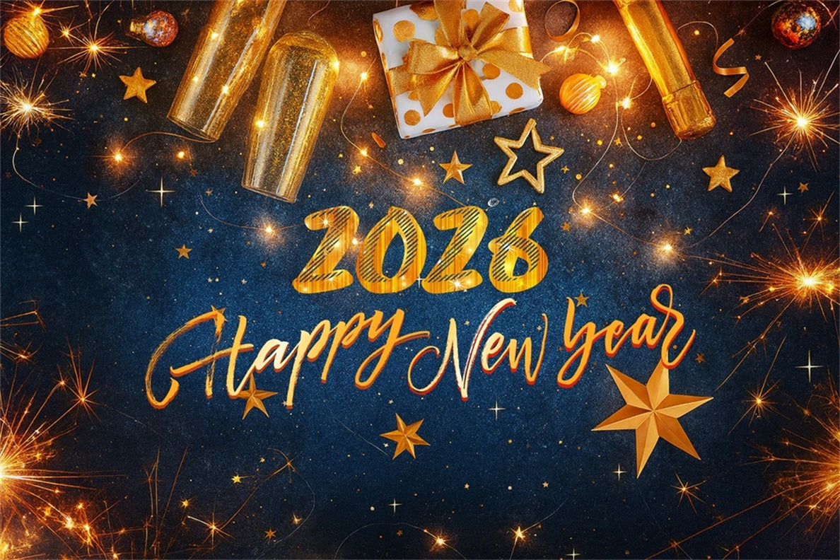 Fond pour le réveillon du Nouvel An Cadeaux Lumières Paillettes Élégance Fond pour le réveillon du Nouvel An LXX510-7