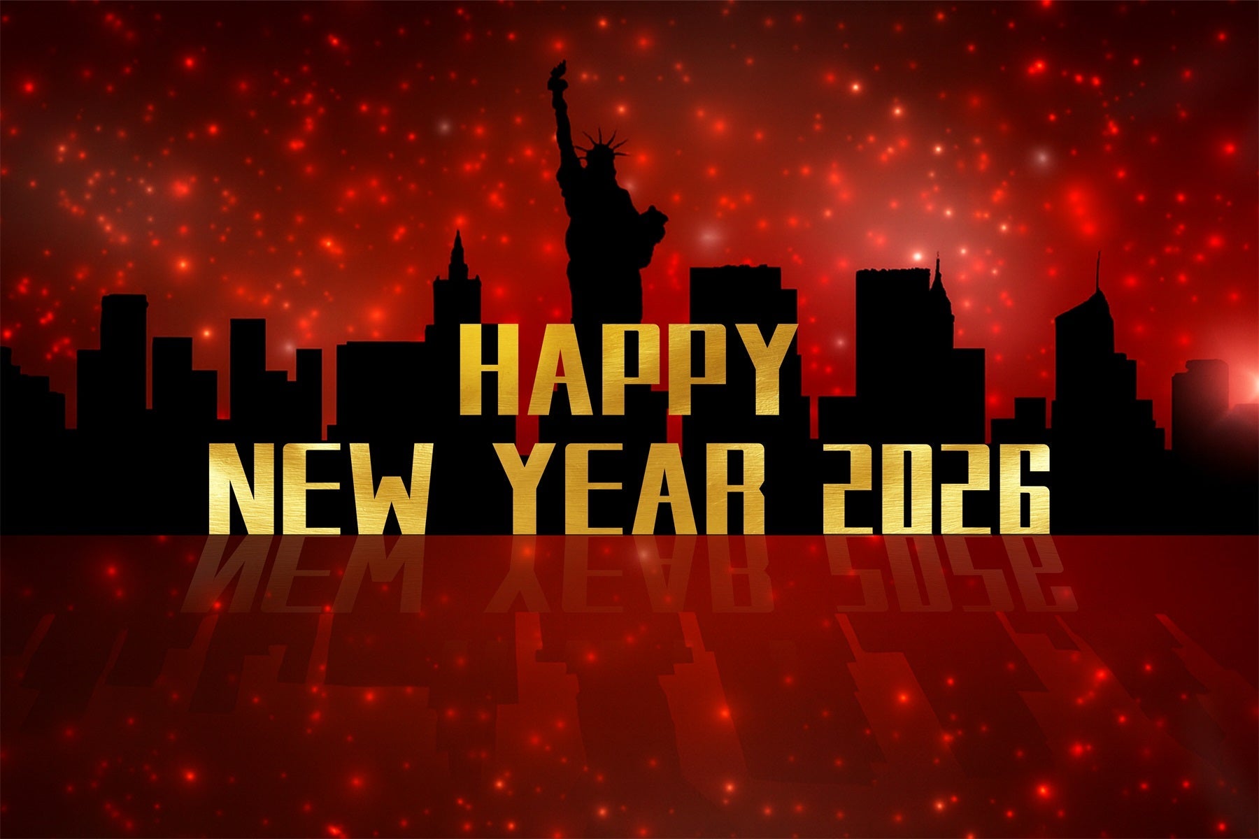 Fond photo pour le Nouvel An Silhouette de la statue de la Liberté Fond photo pour le Nouvel An LXX510-9