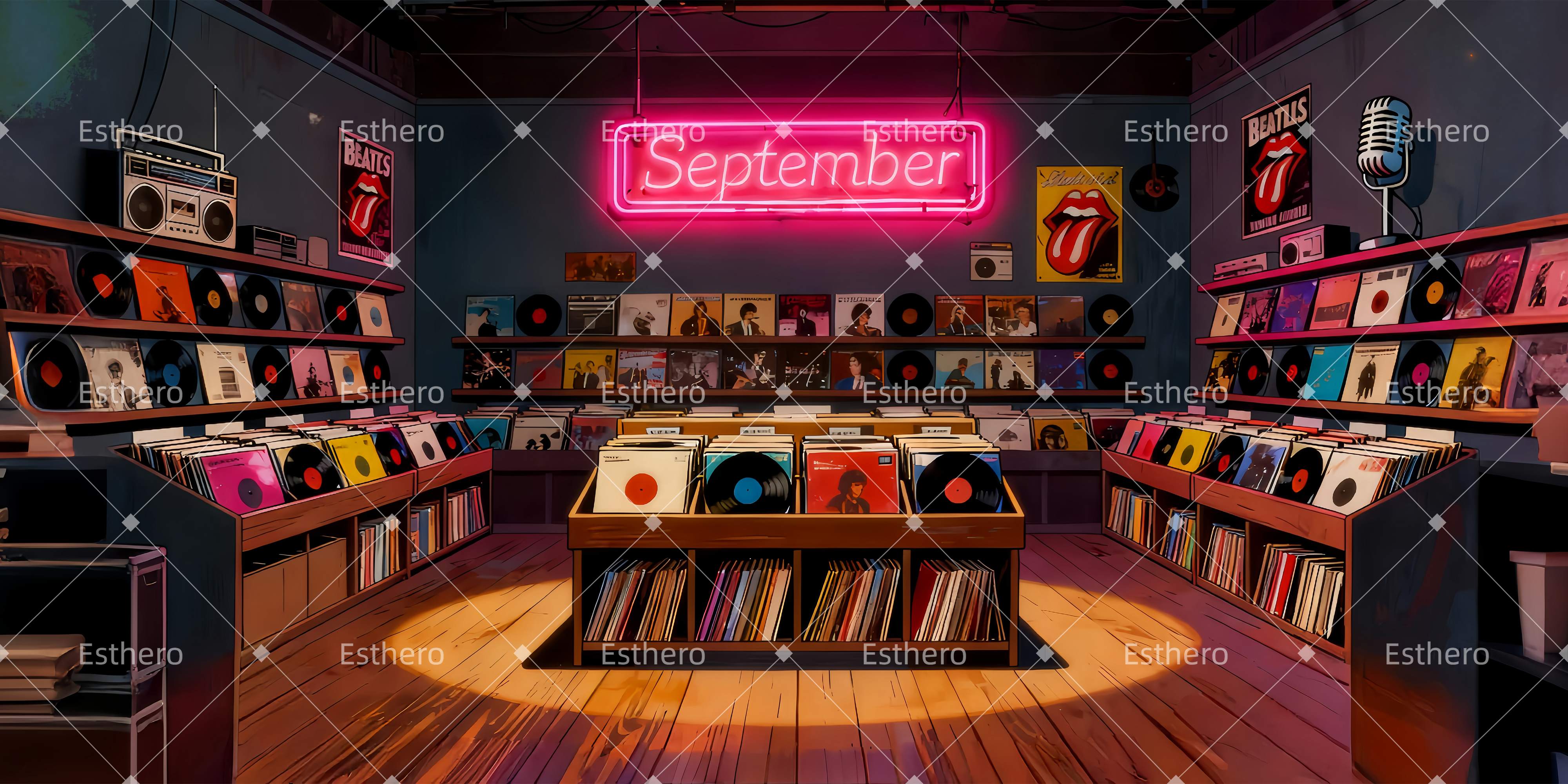 Toile de fond au Théâtre Salle De Disques Rétro LXX510-T35