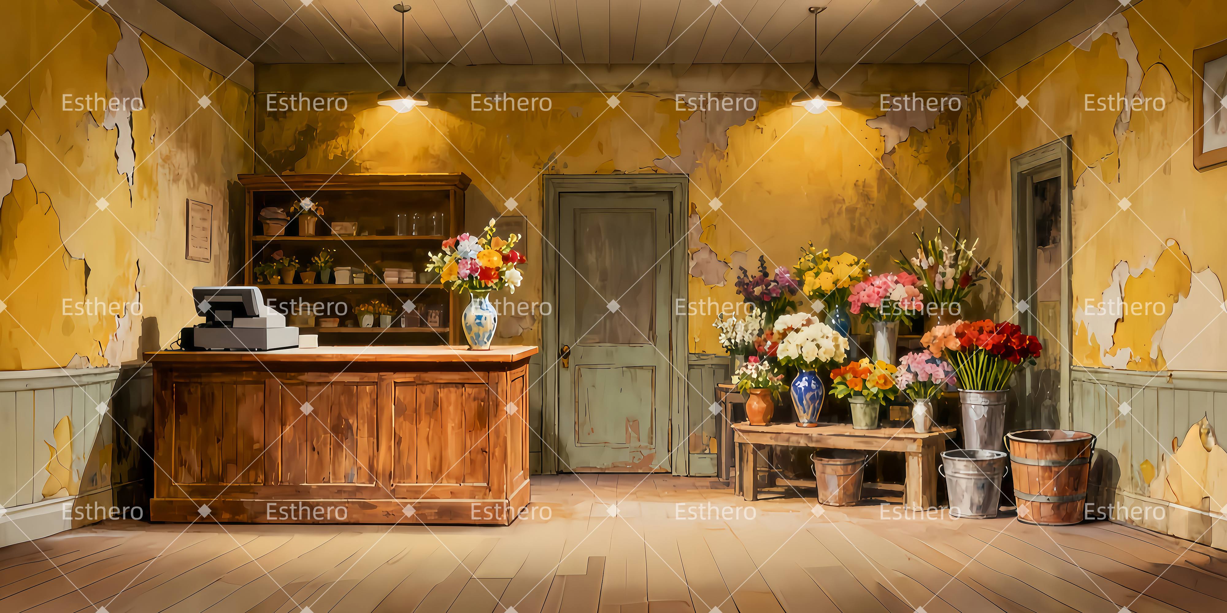 Fond de Scene Photo Boutique De Fleurs Vintage LXX511-T3