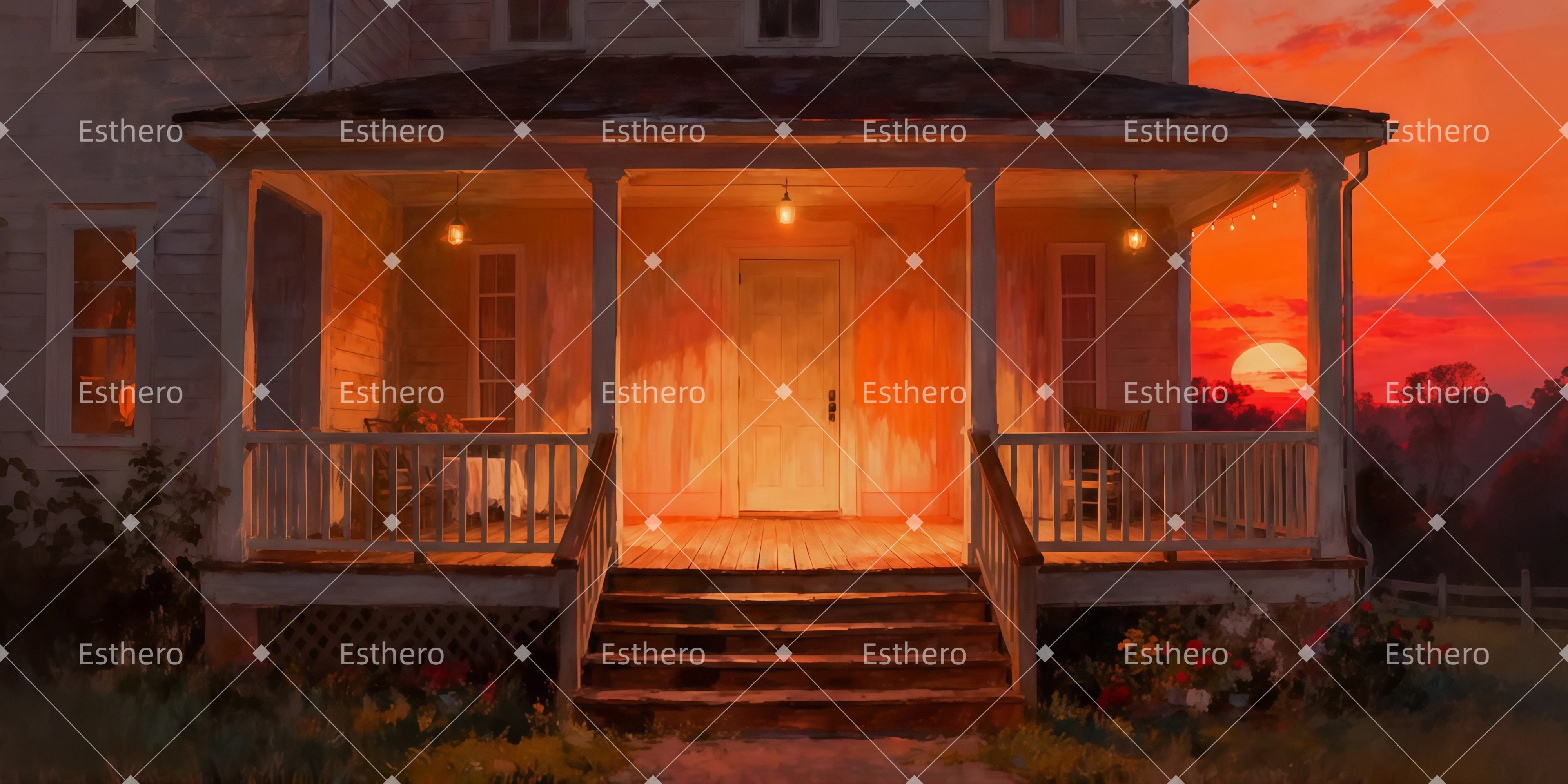 Fond de Scene Porche De La Maison De Laurey LXX511-T36