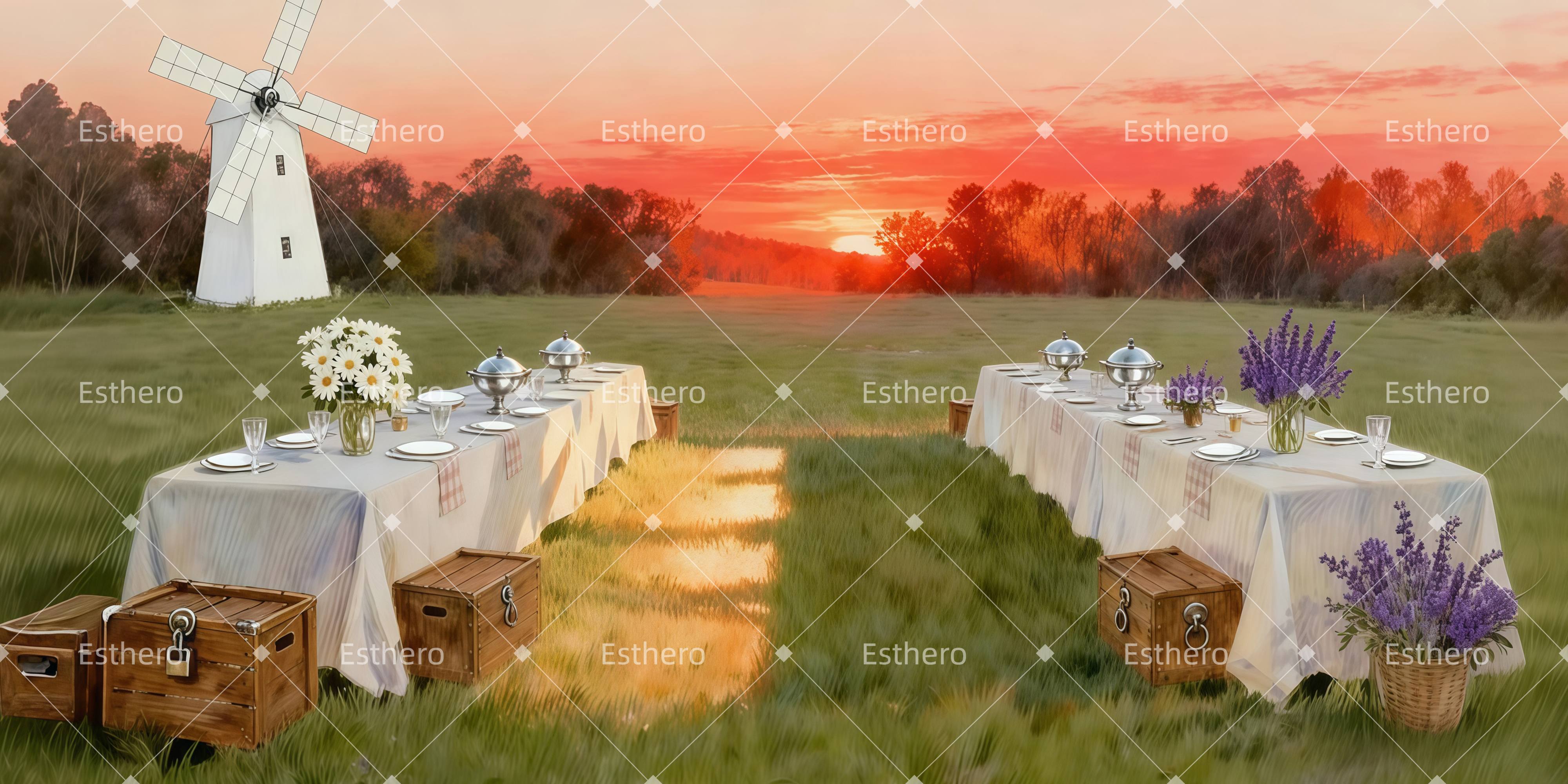 Toile de fond de Theatre Banquet Rustique En Plein Air LXX511-T40